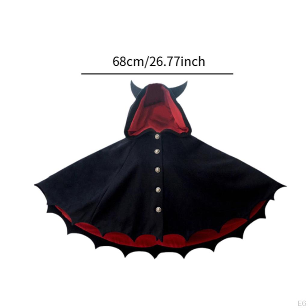 Halloween Cloak Death Cape Outfit Cowl Devil Ears for Kids Adults Boys Girls