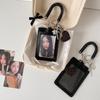 Korean Black Leather Card Holder for Polaroid Photos and Subway Cards - Ideal for Students and Girls.