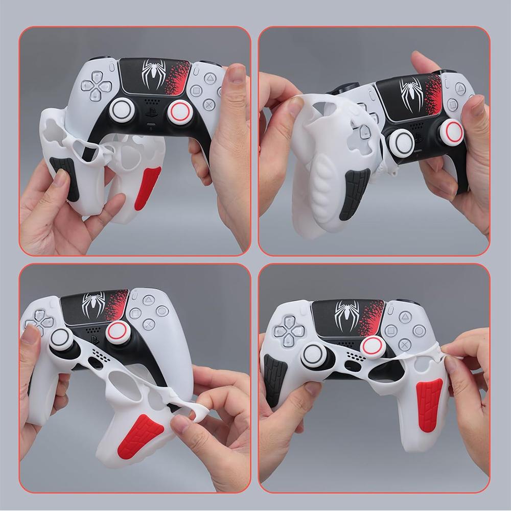 Spider Controller Cover Case For PS5 with Thumb Grip Caps and Cover Wrap Sticker