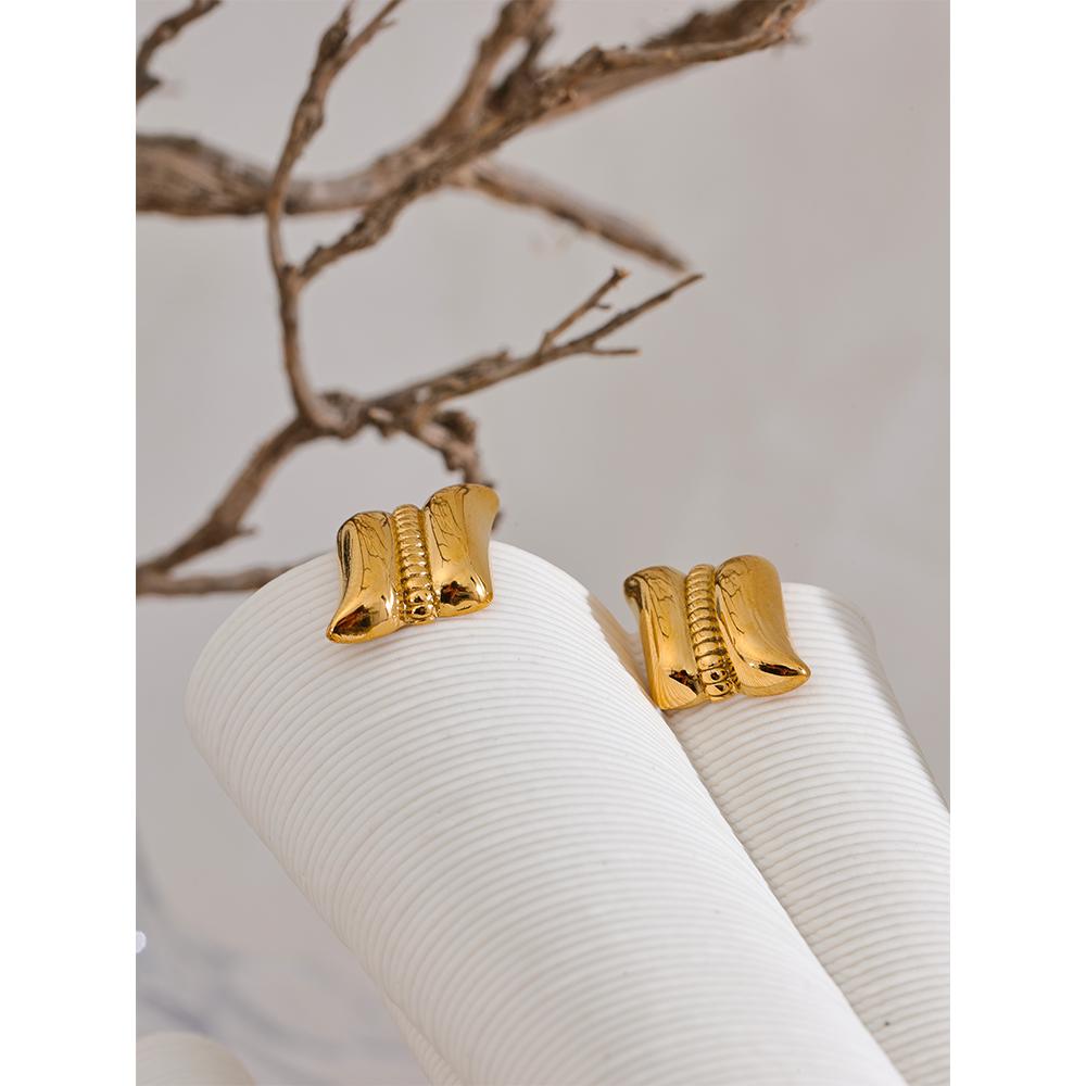 Eetit 316L Edelstahl Geometrische Wasserdichte Ohrstecker Gold Farbe Textur Mode Frauen Vintage Charme Schmuck Gala Geschenk