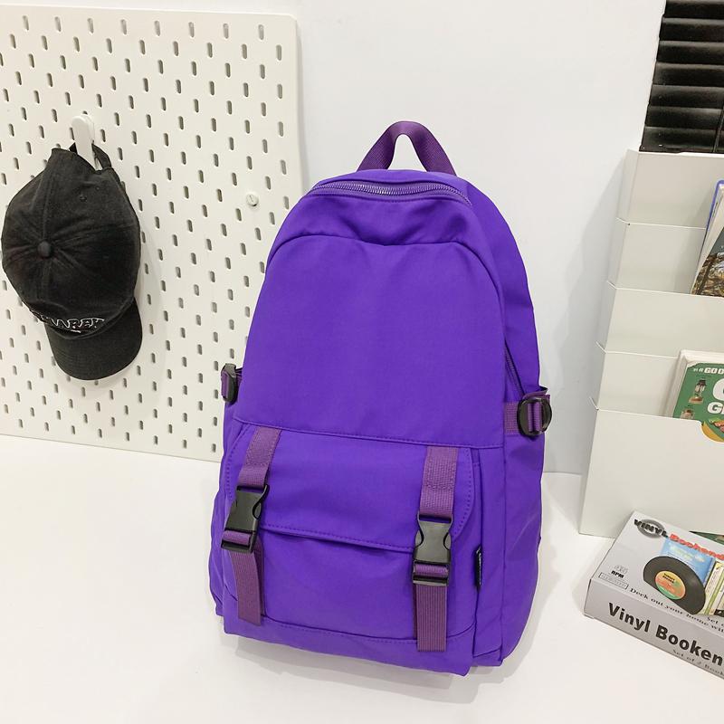 Solid Color Backpack Men's Nylon Waterproof Large Capacity Lightweight Travel Backpack Student School Bag