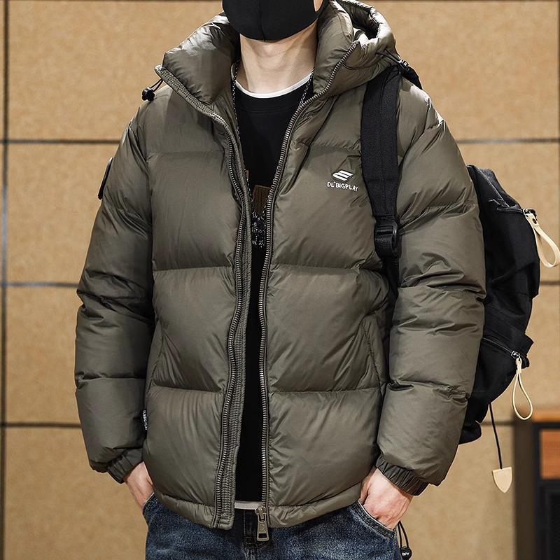 

Men s 90% Grey Duck Down Hooded Puffer Jacket - New Winter/Autumn Style L [Recommended weight 130-145 jin] лате/коричневий