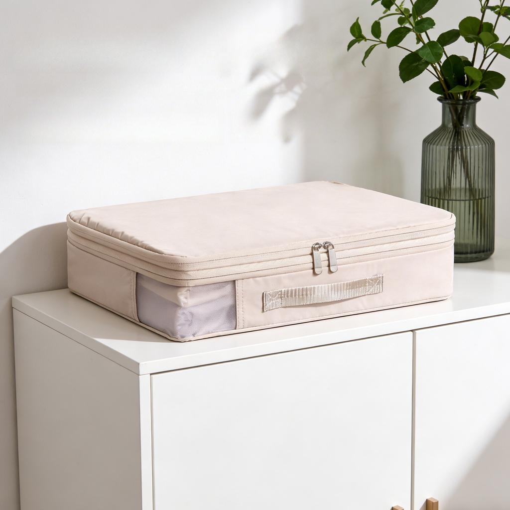 Antibacterial Bed Sheet Organizer Bag, Large Capacity Clothes Storage Box with Window, Quilt Blanket Comforter Storage Bag for Home