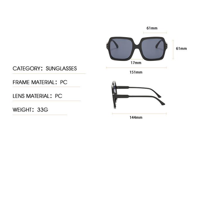 New Men's and Women's Sun Protection UV Protection Fashion Personality Retro Driving Street Shooting Concave Shape Large Frame Square Sunglasses