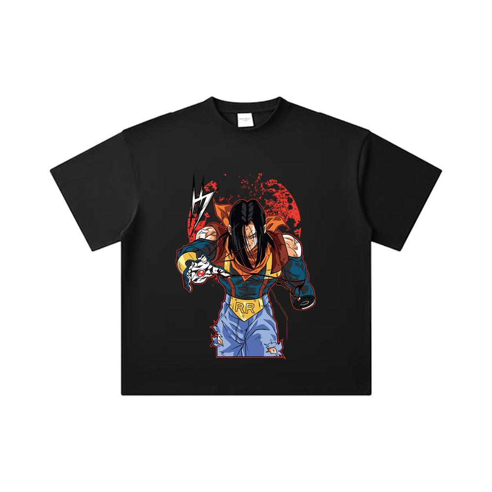 260 GSM Double Yarn 32 Count 100% Cotton Dragon Ball V48 Android 17 Print Unisex Heavy Cotton T Shirt