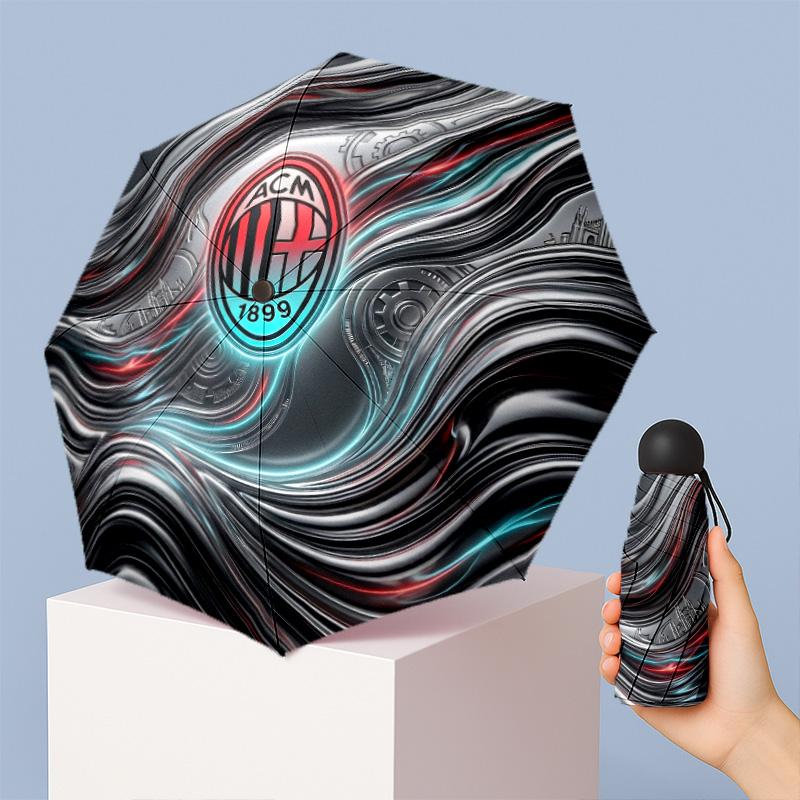 AC Milan Pattern Printed Mini 5 Folds 8 Ribs Compact Umbrella Windproof Waterproof Lightweight Portable Folding
