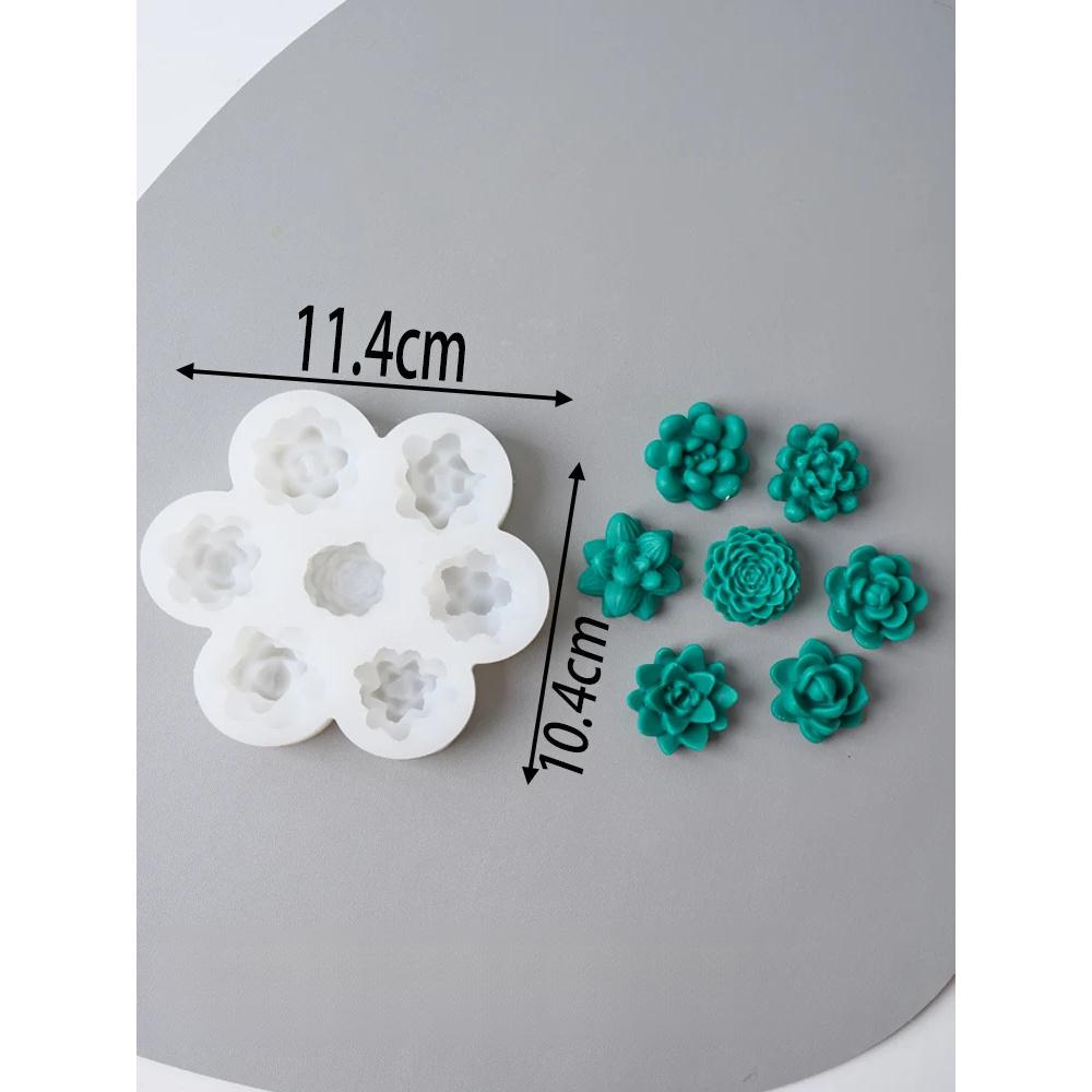 7 шт. Суккулентные цветы свечи формы 3D кактус лотос роза мыло гипсовые поделки формы DIY шоколадная помадка выпечка торт силиконовые формы