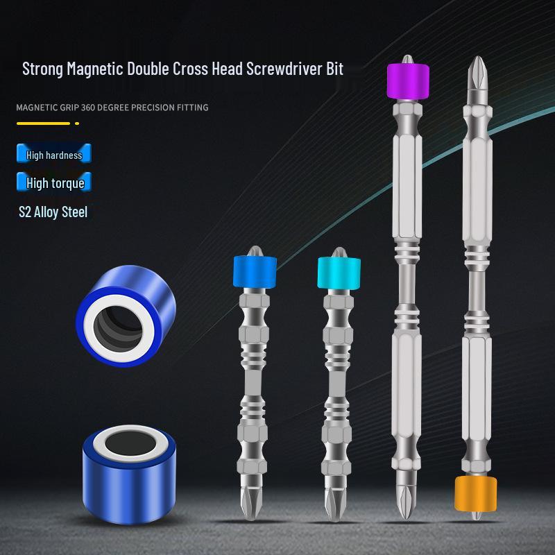S2 PH2 Magnetic Phillips Bit with Double-Section Electric Drill Screwdriver and Positioning Ring