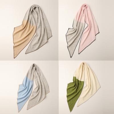 Autumn and Winter New Women's Cashmere Scarf Color Matching Warm Three-color Diagonal Trapezoidal Scarf Different-color Knitted Shoulder