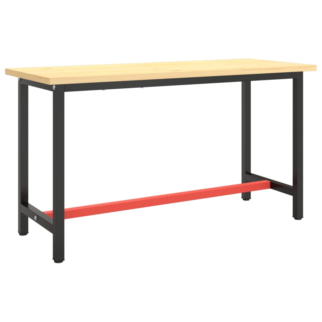Workbench Frame Matte Black and Matte Red 140 x 50 x 79 cm Metal
