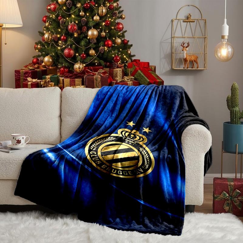 Coperta con Stemma FC Brugge Leggera Ideale per Letto Perfetta per Viaggi, Campeggio, Soggiorni, Uffici, Divani, Regalo di Natale per tifosi