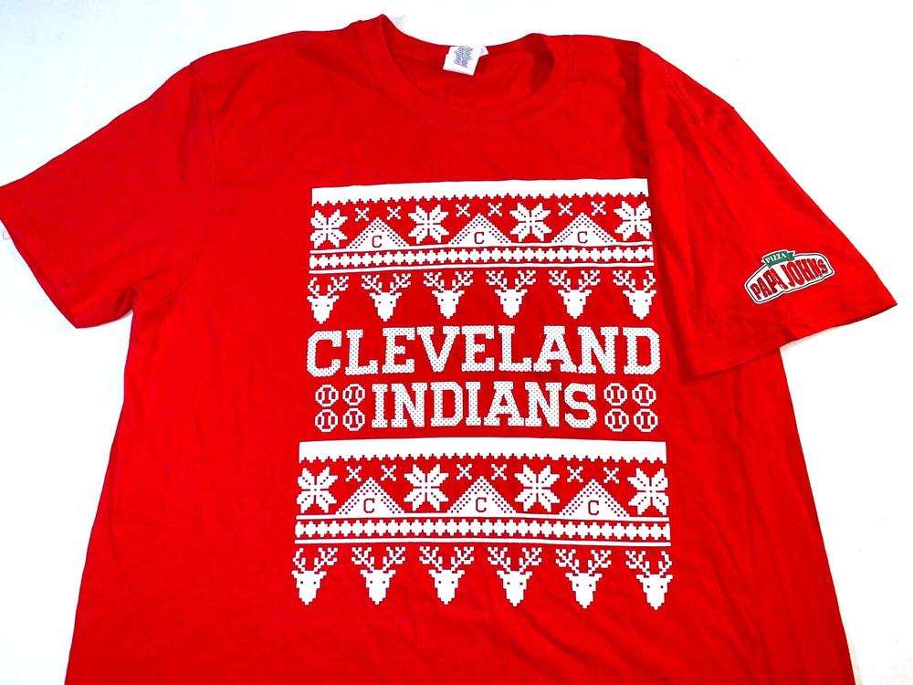Cleveland Indians Snowflake Reindeer Christmas In July Baseball T-Shirt New! XL Unisex T-Shirt S
