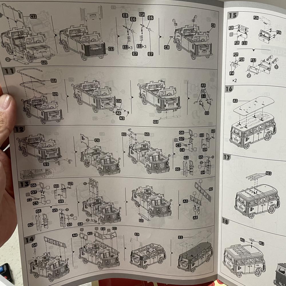 3D Car Wooden Puzzle Retro Bus Camper Van Sailboat Airplane House Model DIY Kids Learning Educational Toys For Children Girls