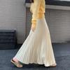 Women's High-Waist A-Line Knit Skirt - Hip-Covering, Wide Hem, Plus Size, Autumn-Winter, Thickened, Slimming Pleated Long Skirt