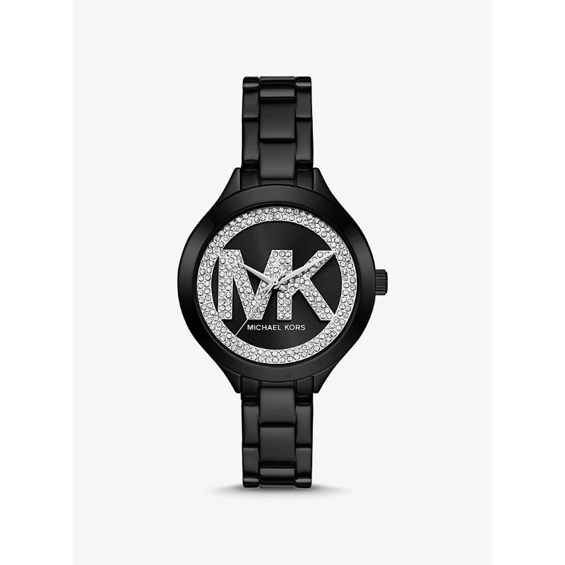 Часы Michael Kors Aspyn с паве-логотипом, черного цвета, MKO1109 чёрный