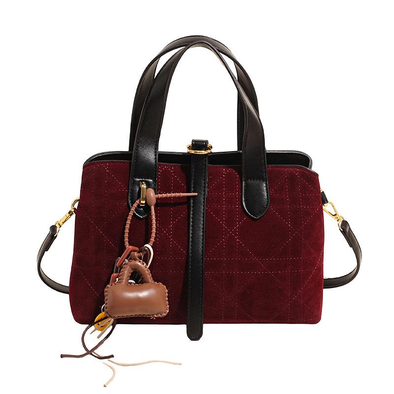 Frosted Rhombus Portable Bucket Bag Crossbody Bag Women's New Fashion Vegetable Basket Bag Crossbody Bag