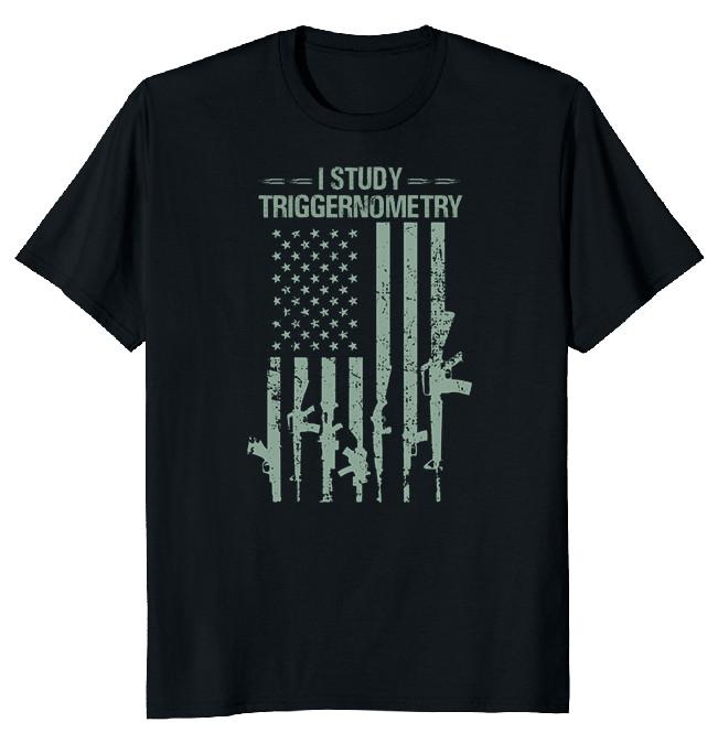 NEW LIMITED I Study Triggernometry Gun Flag Novelty Tee S