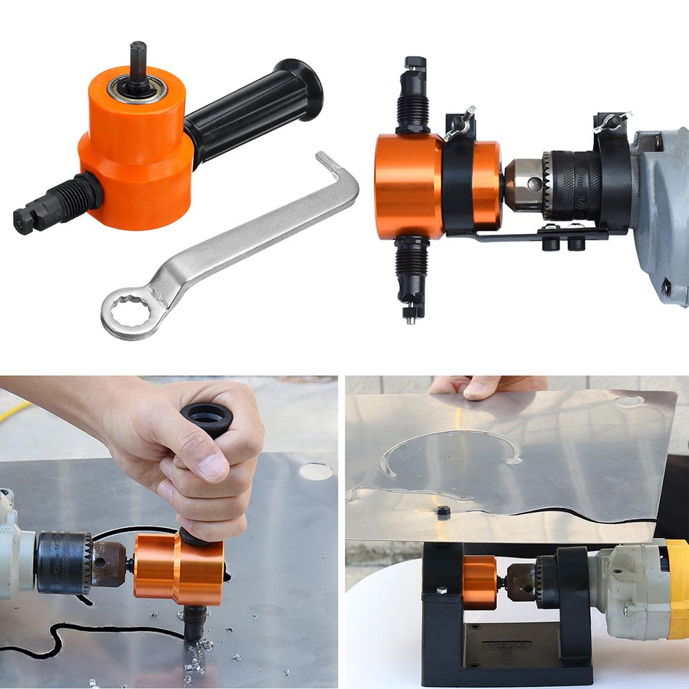 Nibble Metal Cutting Machine Double Head Sheet Nibbler Saw Cutter Tool Drill Attachment Cutting Tool Nibbler Sheet Metal Cutter rosso