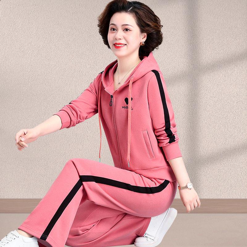 

Mother s Autumn Suit, Western Style 2 Casual Blouse, Two-piece Middle-aged and Elderly Women s Spring and Autumn Jacket S