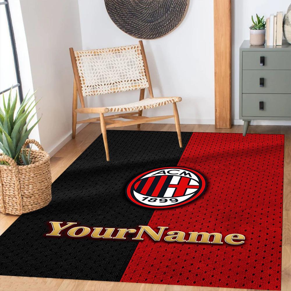 Ac Milan Customize Your Name Carpet Suitable for Foyer Bedrooms Playrooms Outdoor Anti-slip Rug Decorate Offices Perfect Birthday/Christmas Gift Idea