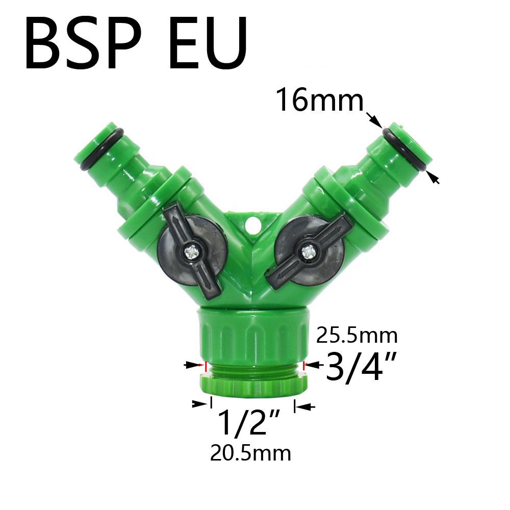 3/4" Thread Garden Tap Water Splitter 2-Way Garden Hose Valve Y Type Watering Adjustable Switch Controller