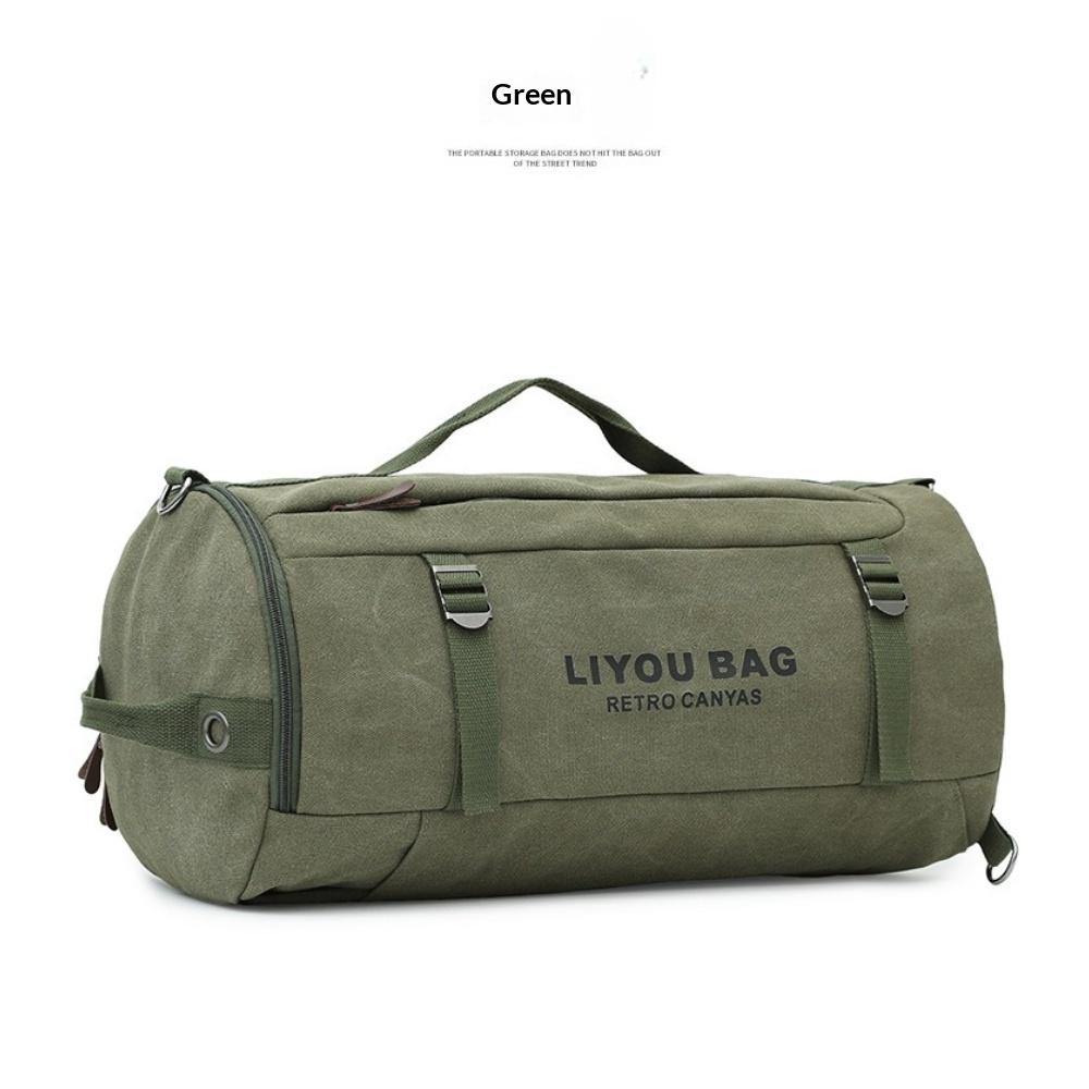 Unisex Cylindrical Travel Backpack,durable Nylon Canvas Luggage Bag,casual Duffle Rucksack for Outdoor Trip and Portable Storage Packing