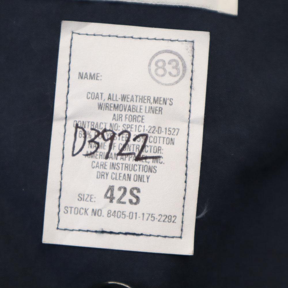 DEFENDER COLLECTION with liner trench coat 42S Navy 2WAY Men's Used