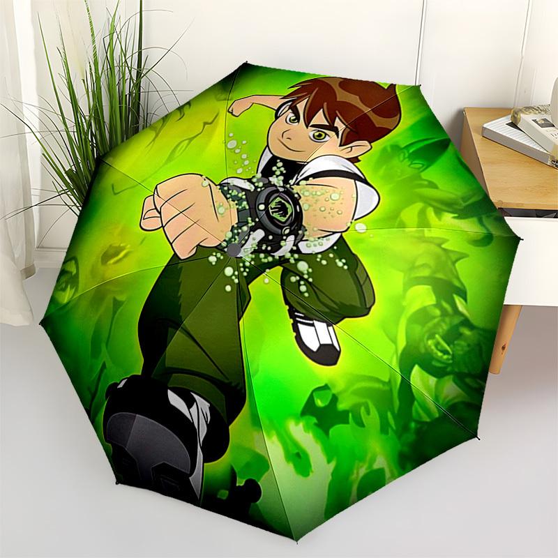 1pc Ben 10 Alien Force Omnitrix Automatic Folding Umbrella Portable 3-Fold Design with 8-Bone Iron Frame, Outdoor for Fans, Travelers, Daily Use, Gift