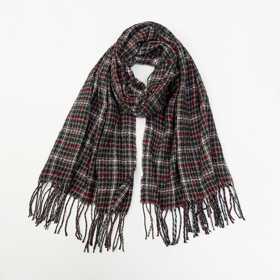

New autumn and winter men s and women s imitation cashmere plaid fringed scarf 180cm without beard верблюд