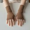 Solid Color Half Finger Mitten Soft Fingerless Gloves New Knitted Gloves  for Work Study