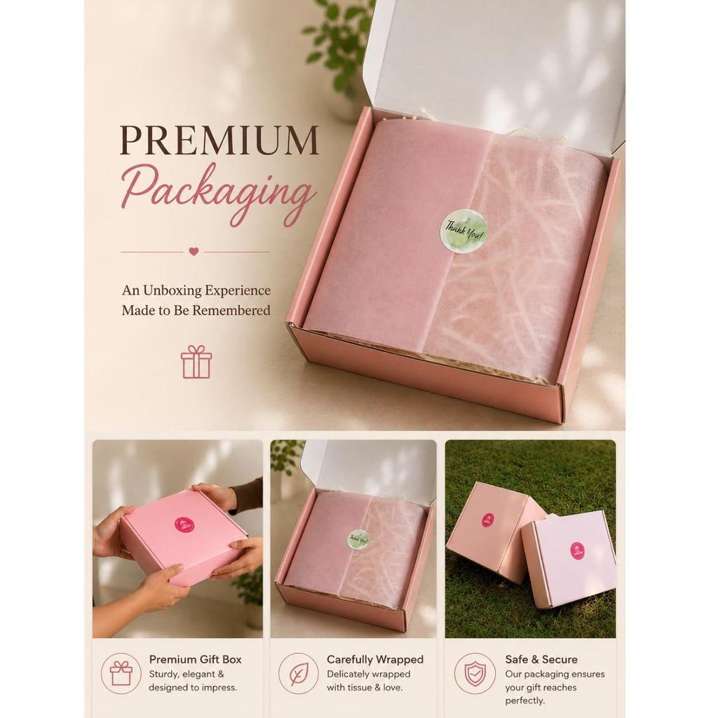 Premium Gift Hamper for Women | Ceramic Mug, Faux Leather Passport Cover, Handmade Tulip Crochet Flower & Greeting Card | 4 In 1 Gift Set |