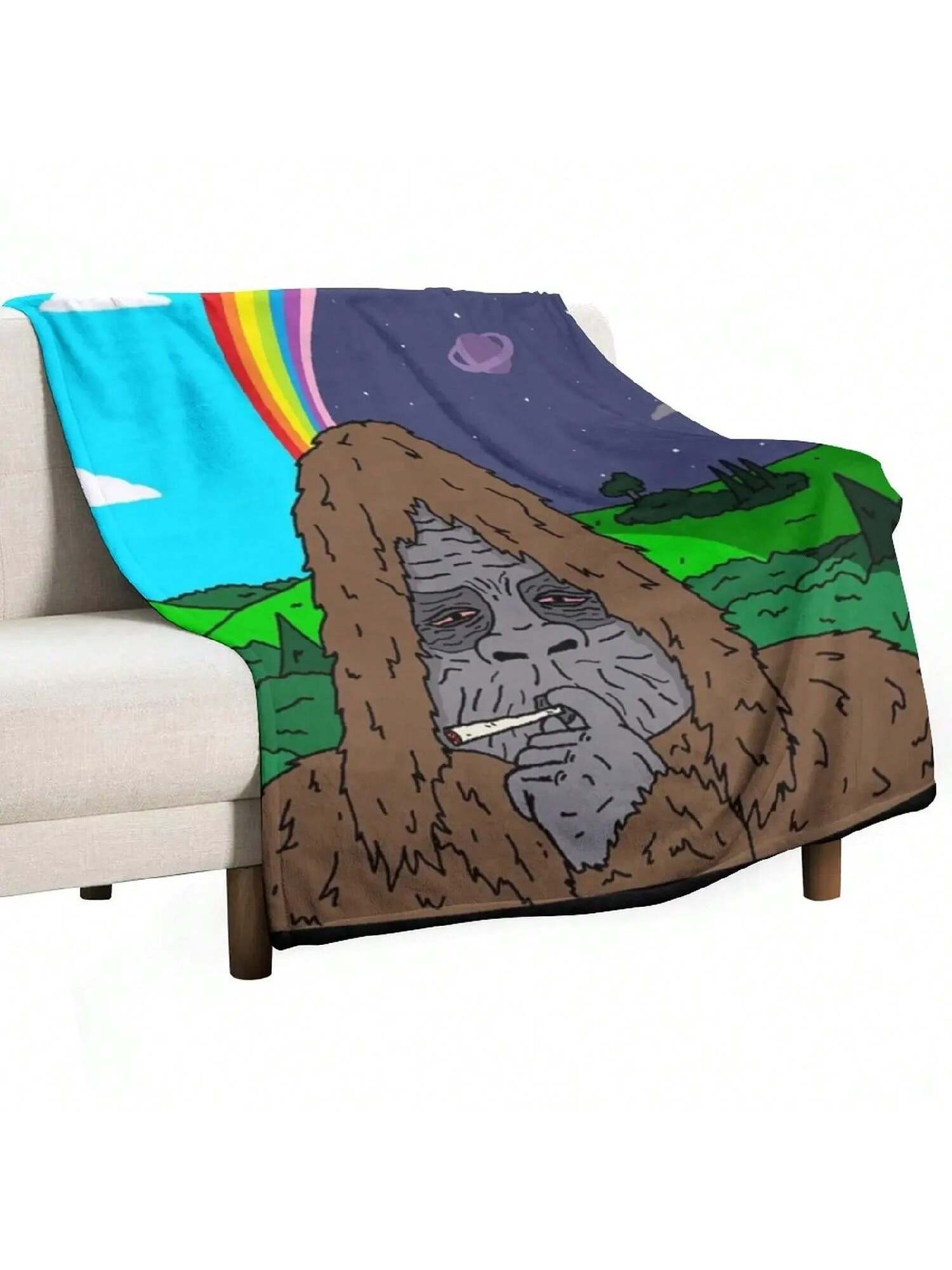 Sassy The Sasquatch Smoking Throw Blanket Decorative Throw Loose Funny Gift Thermals For Travel Blankets 75X95CM