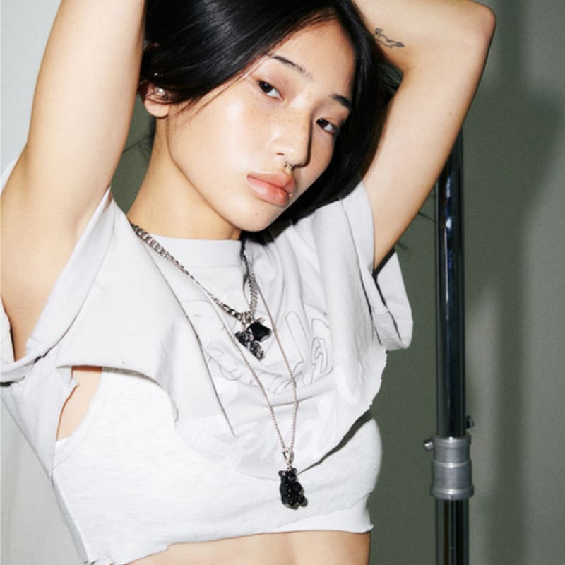 

MIKSHIMAI CHUBBYTUBBY BEAR LONG NECKLACE lavender