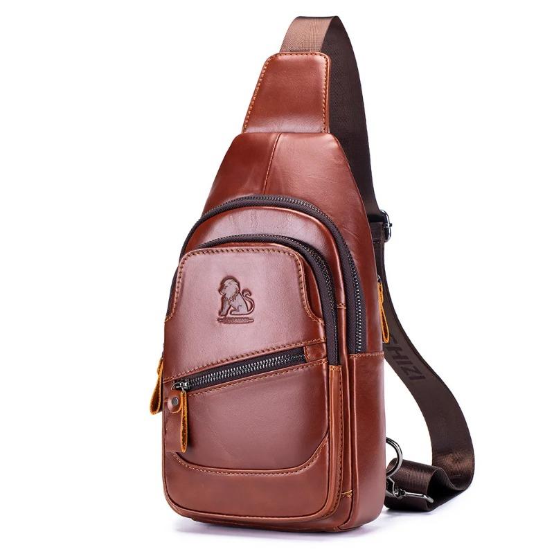 New Leather Men's Bag High-quality Chest Bag Shoulder Crossbody Bag with USB Cable, Essential for Travel and Work, Handbag iPad