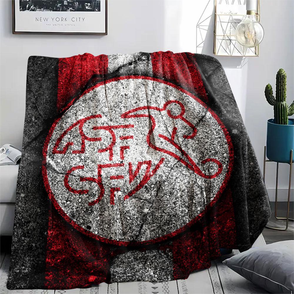 Coperta in Flanella Stampata Nazionale Svizzera, morbida coperta per camera da letto divano, lavabile, merchandising per tifosi di calcio, ottimo regalo.