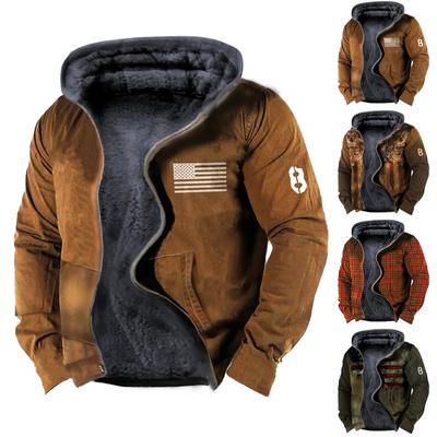 Hanorac sport casual de camuflaj pentru bărbați, cu mânecă lungă, cu fermoar, jachetă cu glugă
