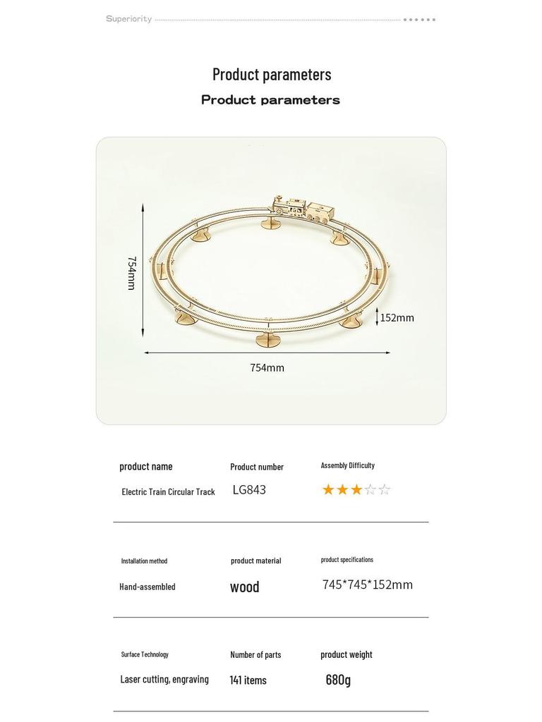 3D Wooden Electric Train Puzzle: Educational DIY Circular Track Toy