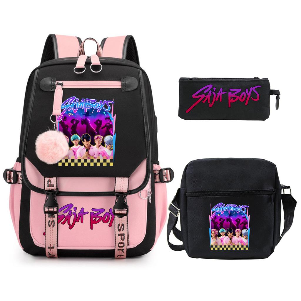 K-Pop Anime Cartoon Portable Shoulder Backpack Student Leisure School Bag Three-Piece Set