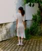 Probo Asymmetrical See-Through Skirt / Light Beige