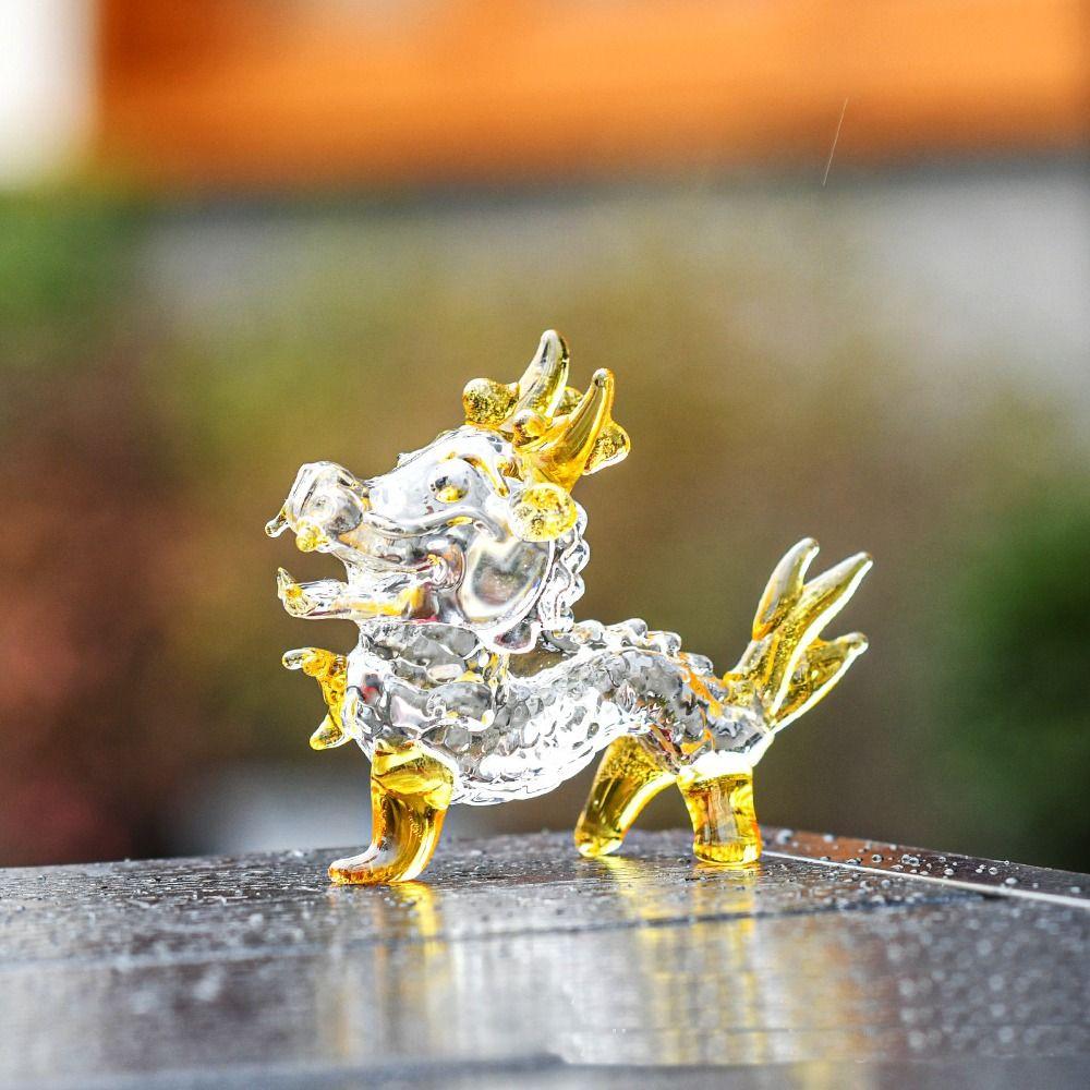Table Ornaments Crystals Dragon Figurine Glass Dragon Statue Cute Dragon Miniature  Home Decor