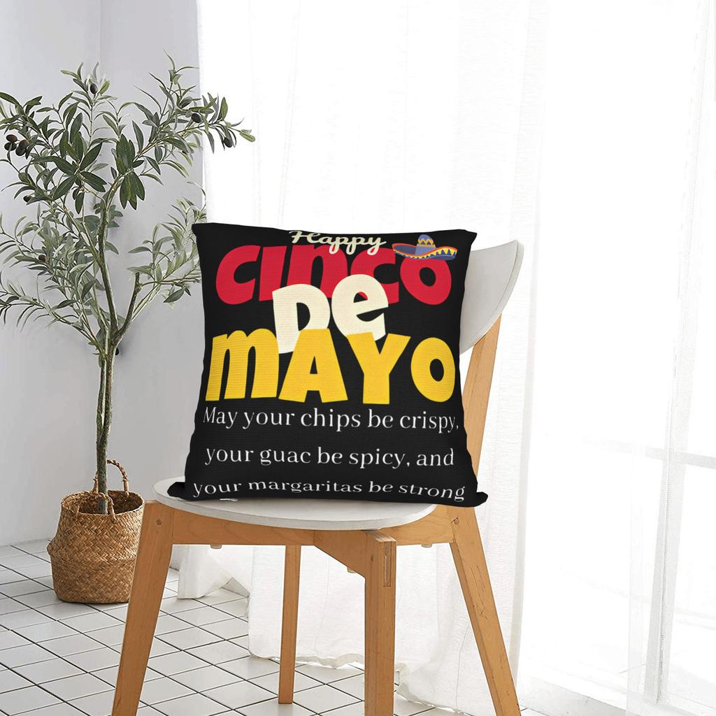 Let'S Fiesta Party Printed Pillow Cover Mexican Amigo Cinco De Mayo Sombrero Graphic Cushion Cover Funny Pillow Case