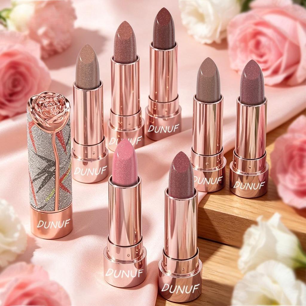 Rossetto Perlato Metallizzato ad Alta Lucentezza per Donna Lucidalabbra Solido Impermeabile Resistente alle Macchie Lunga Tenuta Glitterato Rossetto Diamante