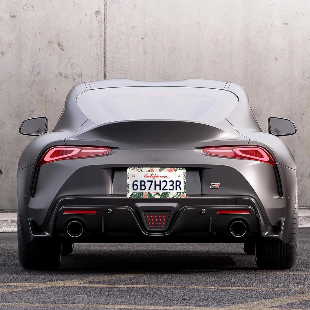 Tropical Palm Leaves License Plate Frames - 2 Pcs Set 2 Holes Metal Aluminum Auto Car Accessories Decoration License Plate Frame 6.3" X 12.2" Fit US