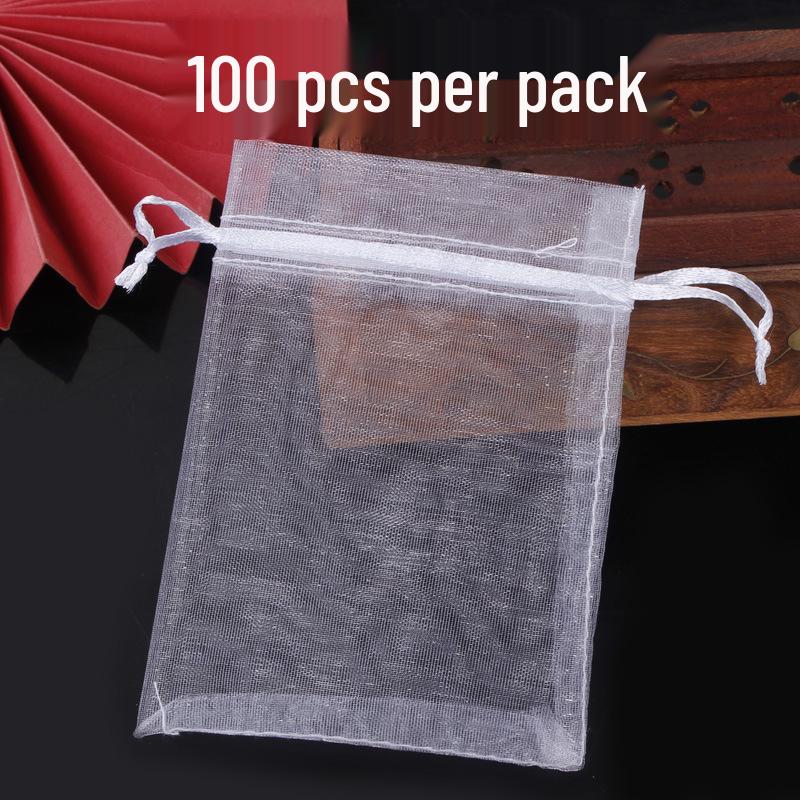 Plain Transparent Organza Drawstring Gift Bags for Jewelry Packaging