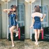 Clearstone SugarWhip Cosplay Halloween Denim-Like China Dress for Women, Navy