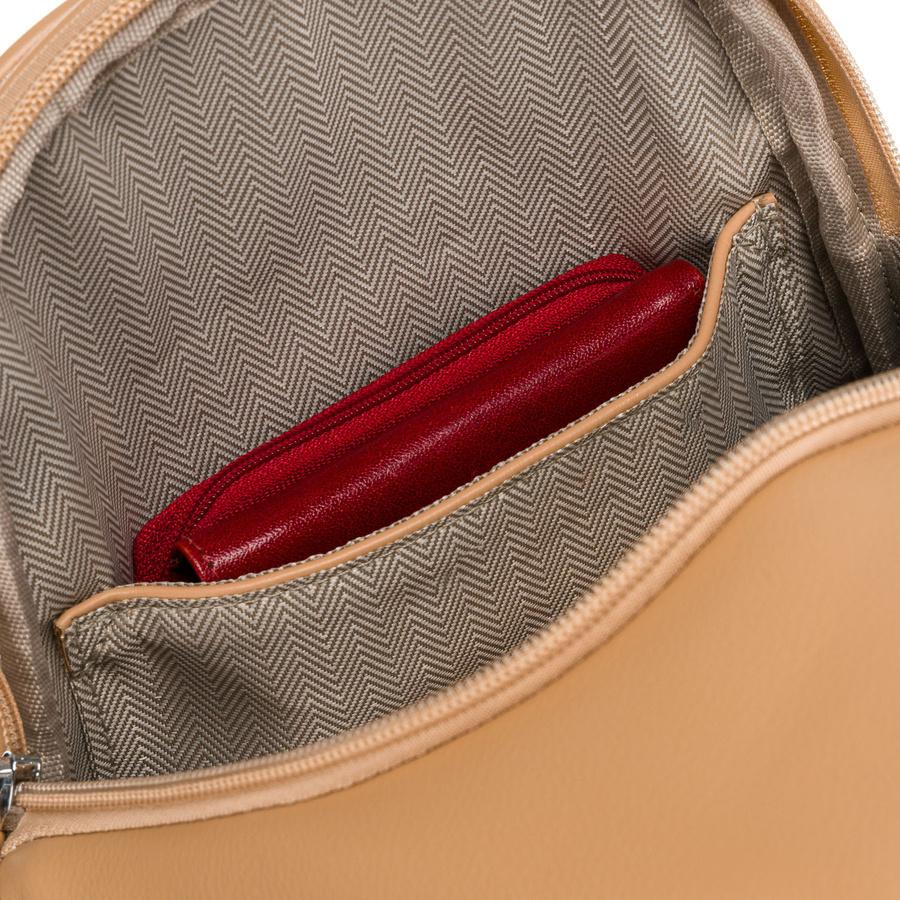 Sportowa beżowa saszetka damska na ramię nerka crossbody ze skóry ekologicznej Peterson