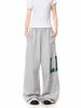 Damen Amerikanische Retro Sportliche Sweatpants mit Seitenbuchstaben-Print - Bodenlang, Lockere Passform, Elastischer Bund, Raw-Edge-Design