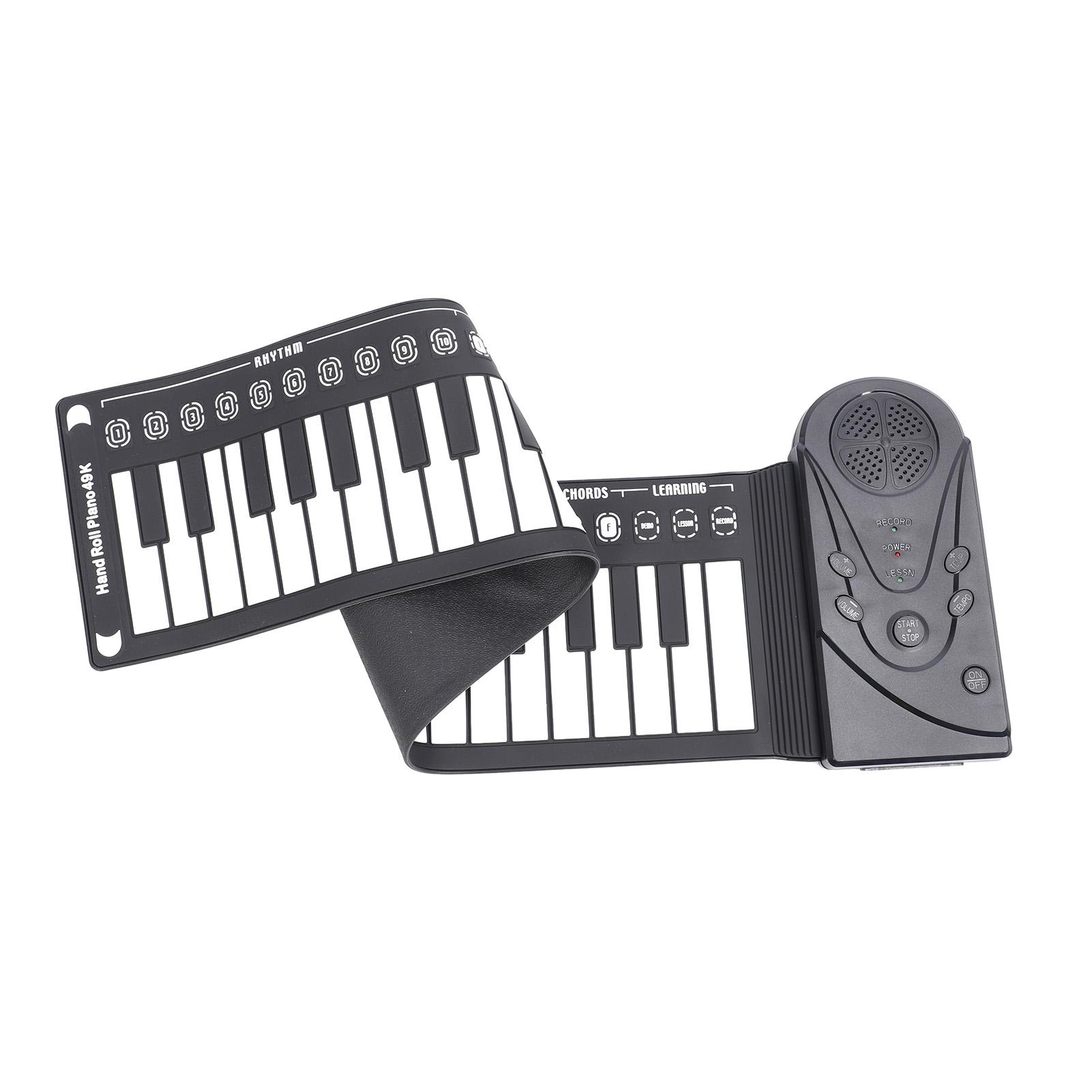 

Портативное пианино с динамиком, 49 клавиш, гибкая силиконовая клавиатура, 16 тонов, 10 ритмов, 16 уровней громкости