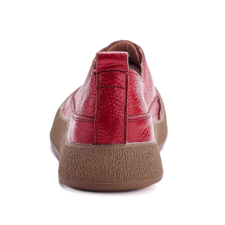 New Zip Up Flats Shoes for Women Real Leather Moccasins Woman Unique Luxury Flat Driving Shoes Ladies Red Flats Mom Casual Shoes