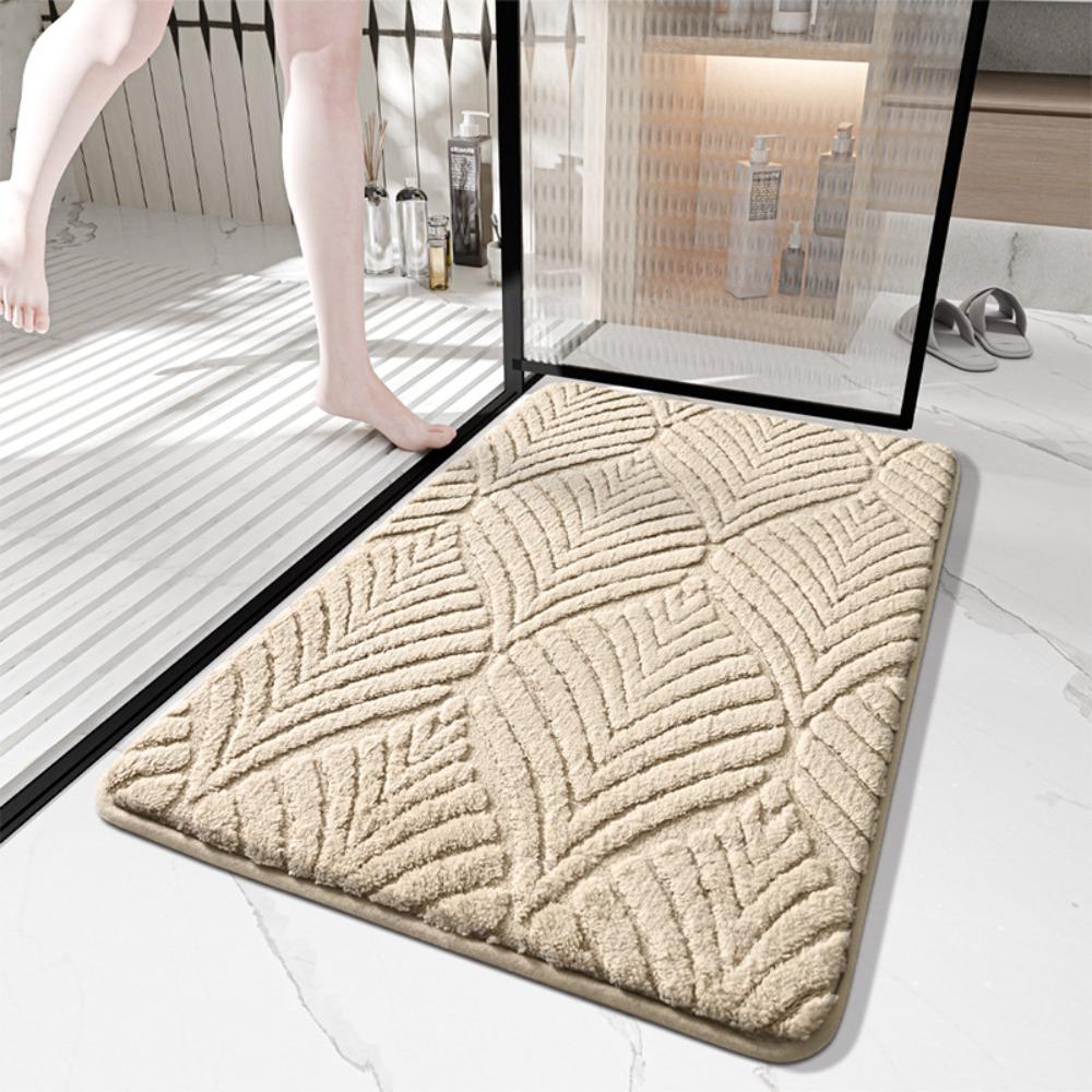 Absorbent Jacquard Bathroom Rug Thickened Floor Mat Comfortable Kitchen Carpet  Restroom